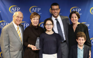 Michael and Andie Uiberall with granddaughter Sydney Shanker, son-in-law Scott Shanker, daughter Jill Uiberall Shanker, and grandson Jack Shanker at the 2016 Crystal Awards. Photo courtesy of the Jay Uiberall Foundation.
