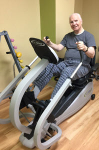 Terry uses the NuStep to stay in shape.