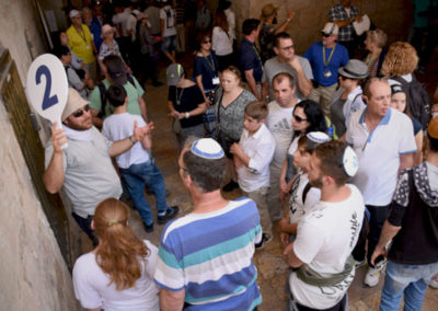 Family and friends gather for a tour of the Old City of Jerusalem.
